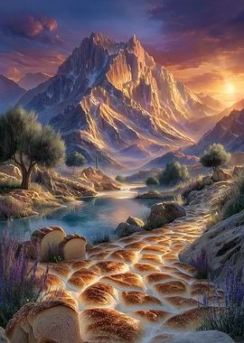 Bread Path to Mountain Landscape
