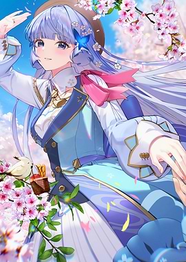 Girl in Cherry Blossom Setting