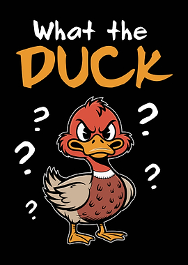 Angry Duck Cartoon with Question Marks