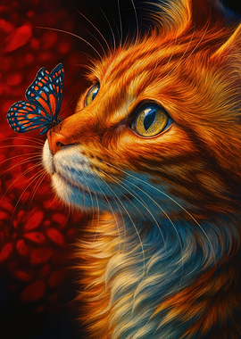 Cat with Butterfly on Nose