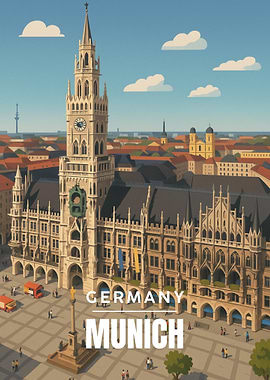 Minimalist Munich Travel Poster – Germany Wall Art Print