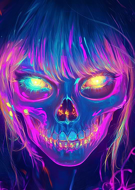 Neon Skull Portrait