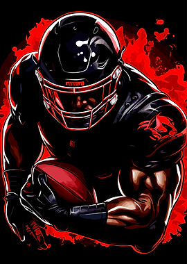 American Football Player in Action