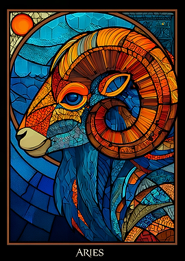 Aries Zodiac Sign Stained Glass Art