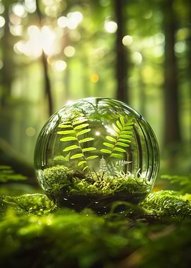 Fern Sphere in Forest
