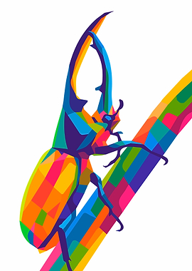 Colorful Beetle Illustration on Branch