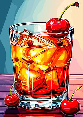 Old Fashioned Cocktail with Cherries