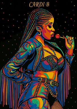 Cardi B Colorful Portrait