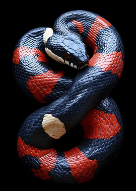 Coiled Black and Red Snake Portrait