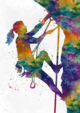 Watercolor Rock Climber