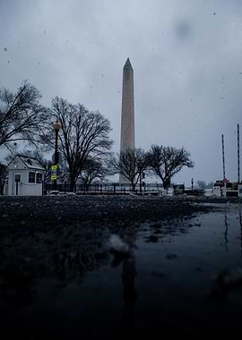 Washington Monument in Winter Snow