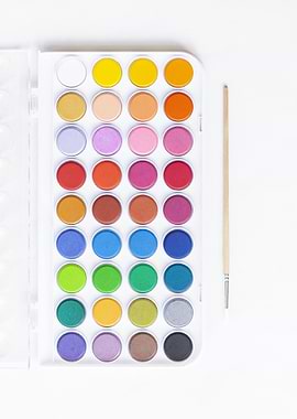 Watercolor Paint Palette with Brush