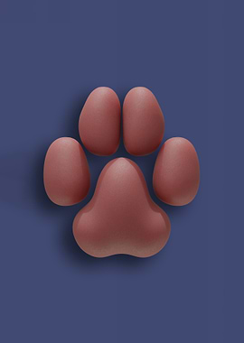 Dark-Pink Dog Pawpads against a Navy Blue Background