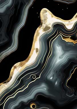 Abstract Black Gray and Gold Art