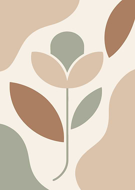 Abstract Floral Art in Earth Tones