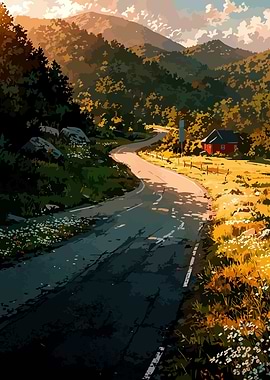 Winding Road Through Forest Landscape