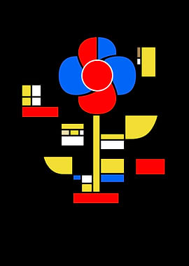 Abstract Flower Mondrian Style