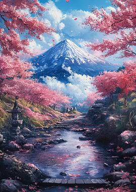 Mount Fuji with Cherry Blossoms