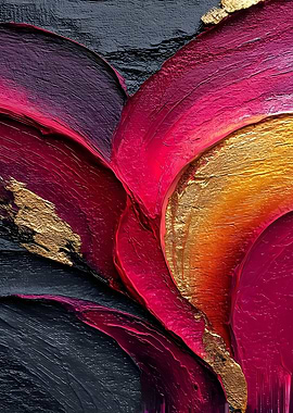 Abstract Painting with Gold and Crimson