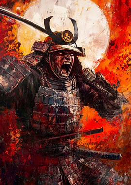Furious Samurai Warrior Painting