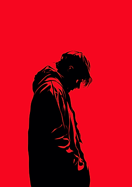 Silhouette of a Person in Red
