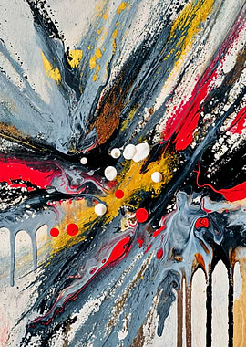 Abstract Painting with Bold Color Streaks