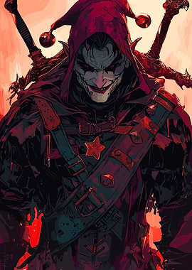 Dark Jester with Swords Illustration