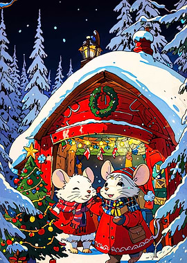 Festive Mice in Winter Wonderland
