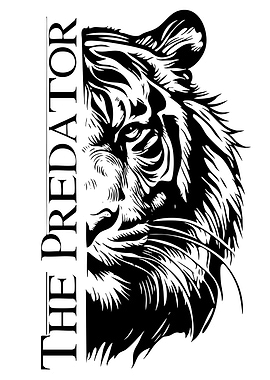Tiger Predator Black and White Graphic