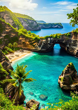 Tropical Beach Paradise with Natural Arch