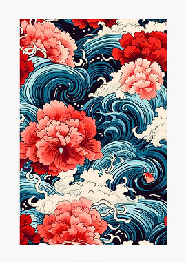 Floral and Wave Pattern