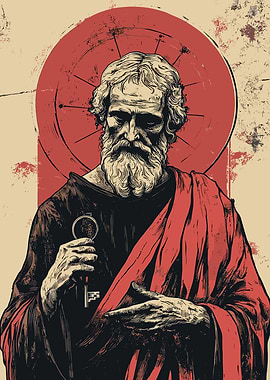 Saint Peter Illustration with Key