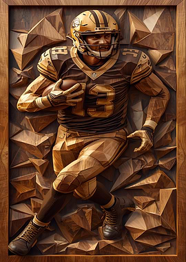Wooden Carving of Football Player