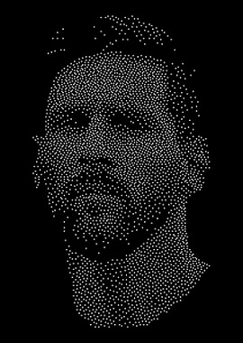 Portrait made of dots on black