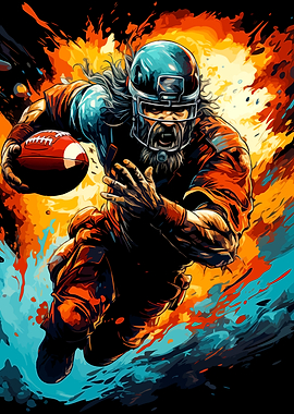 American Football Player in Action