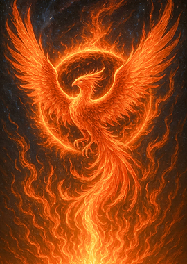 Fantasy Fiery Phoenix Rising
