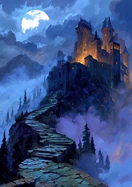 Moonlit Castle on a Hill