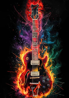 Fiery Electric Guitar