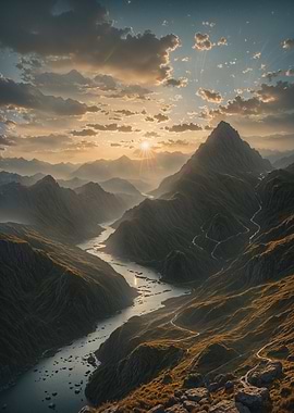 Mountain Valley River at Sunset