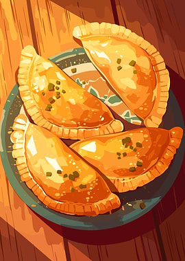 Empanadas on a Plate Illustration