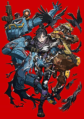 Apex Legends Team Illustration on Red