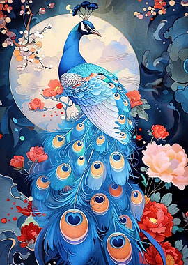 Elegant Peacock Floral Accents