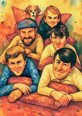 The Brady Bunch Watercolor Portrait