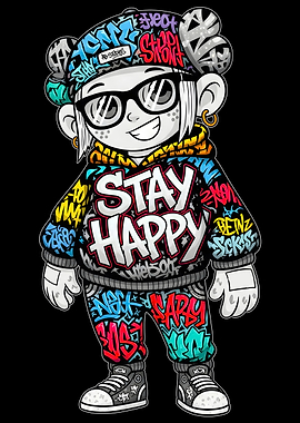 Graffiti Style Character with Positive Message