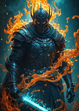 Fiery Knight Glowing Sword