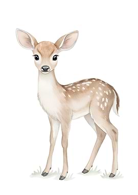 Watercolor Fawn Portrait