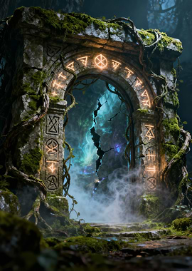 Mystical Stone Archway with Glowing Runes