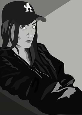 Monochrome Portrait of a Woman with Cap