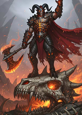 Demon Warrior on Dragon Skull Throne