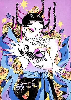 Tattooed Woman with Scorpion Illustration